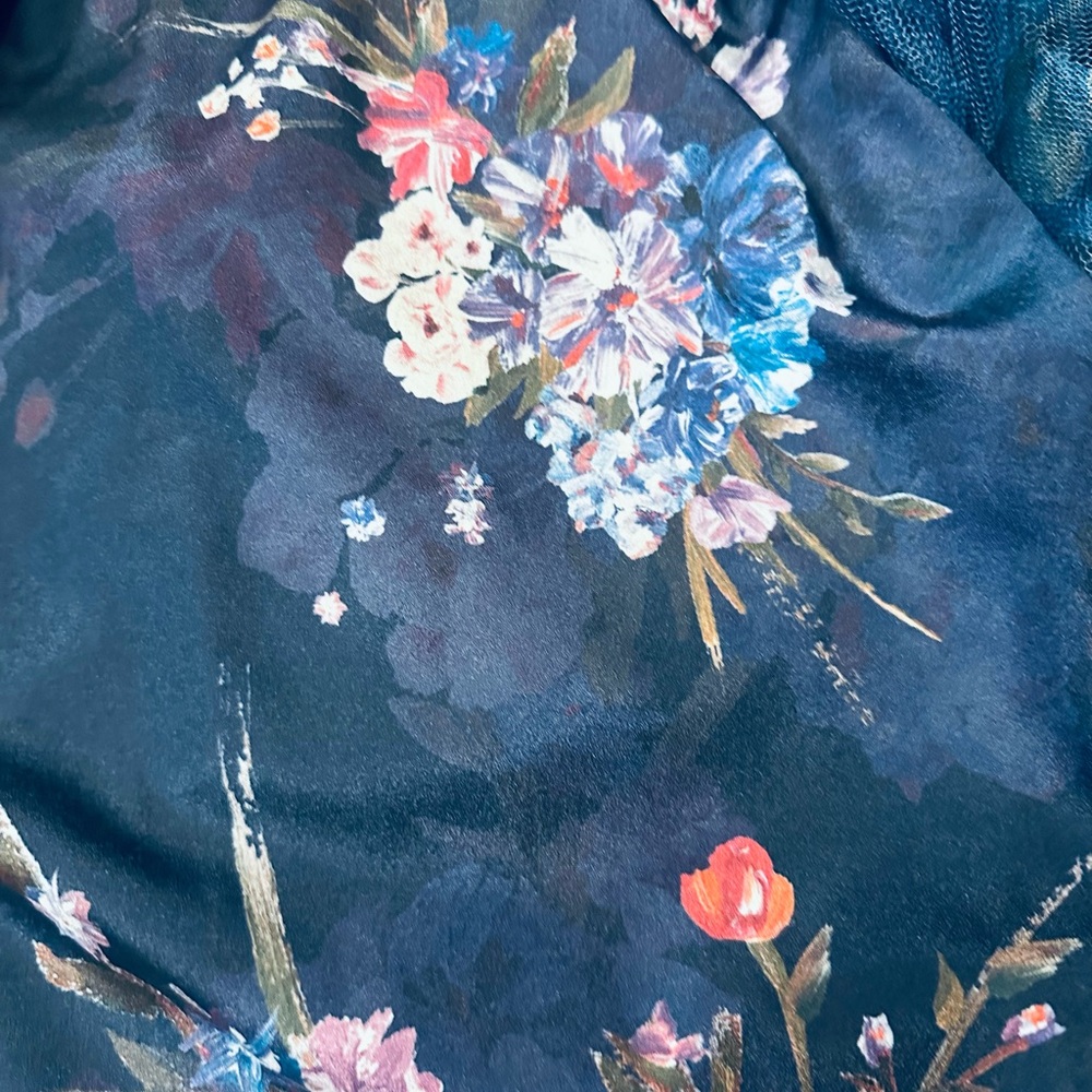 Marchesa Notte Short to Long 3D Floral Shirred Dress - Picture 6 of 7